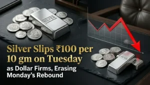 Silver Slips ₹100 per 10 gm on Tuesday as Dollar Firms, Erasing Monday’s Rebound
