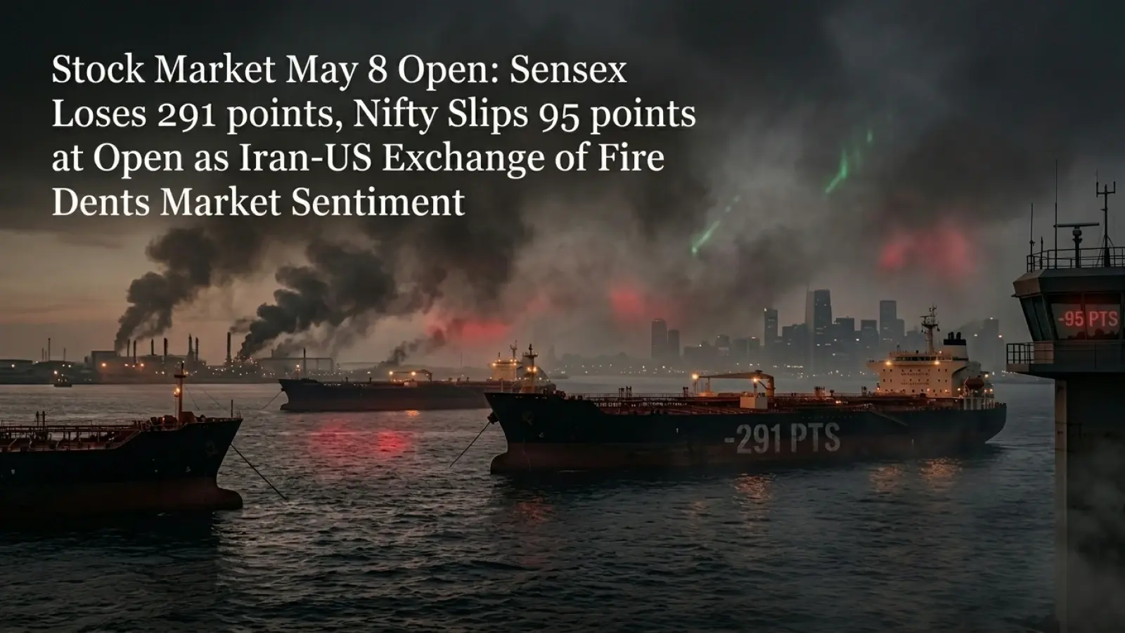 Stock Market May 8 Open: Sensex Loses 291 points, Nifty Slips 95 points at Open as Iran-US Exchange of Fire Dents Market Sentiment