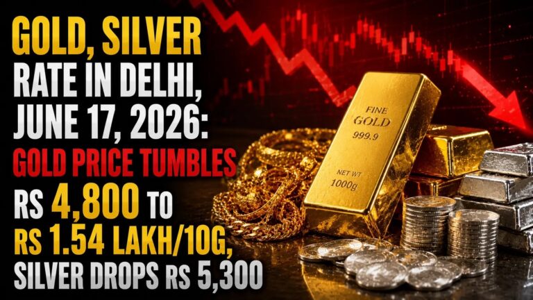 Gold, Silver Rate in Delhi, June 17, 2026: Gold Price Tumbles Rs 4,800 to Rs 1.54 lakh/10g, Silver Drops Rs 5,300