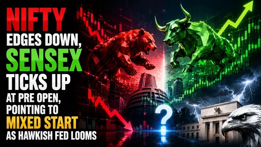 Nifty Edges Down, Sensex Ticks Up at Pre Open, Pointing to Mixed Start as Hawkish Fed Looms