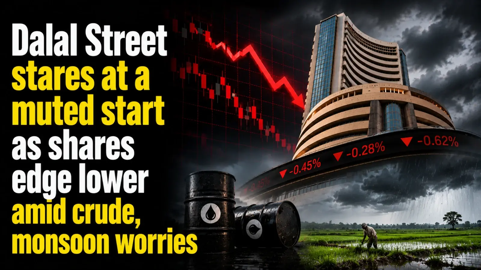 Dalal Street Stares at a Muted Start as Shares Edge Lower at Pre-open Amid Crude, Monsoon Worries