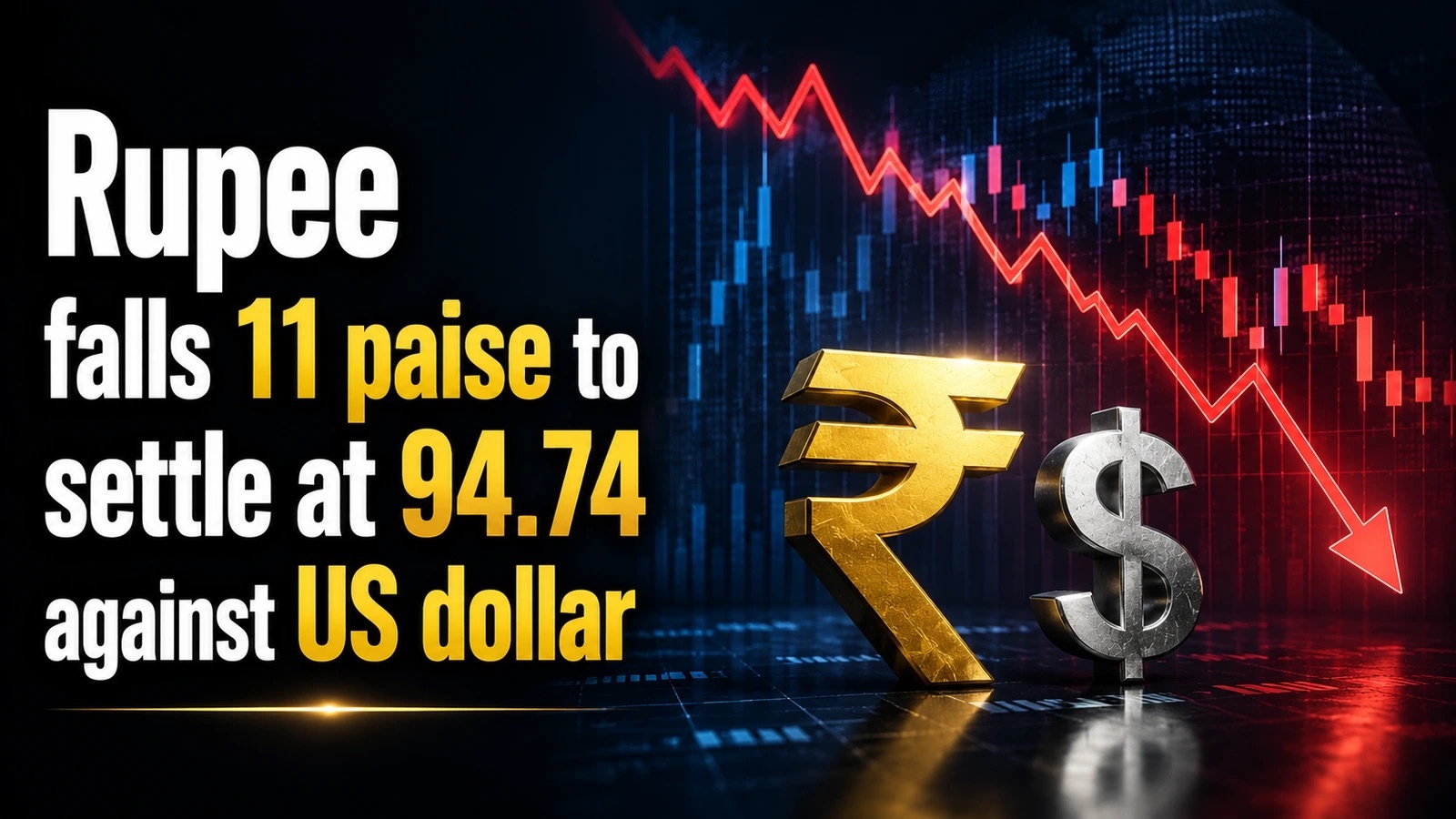 INR vs USD Rate, June 23, 2026: Rupee Falls 11 Paise To Settle at 94.74 Against US Dollar