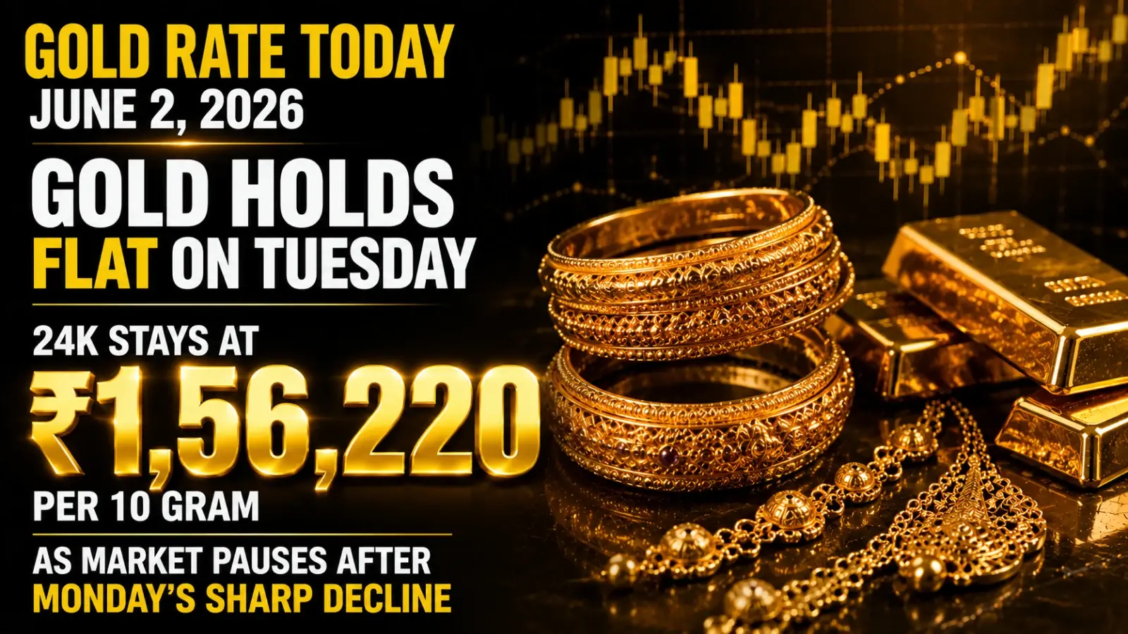 Gold Rate Today, June 2, 2026: Gold Holds Flat on Tuesday; 24K Stays at ₹1,56,220 Per 10 Gram as Market Pauses After Monday's Sharp Decline
