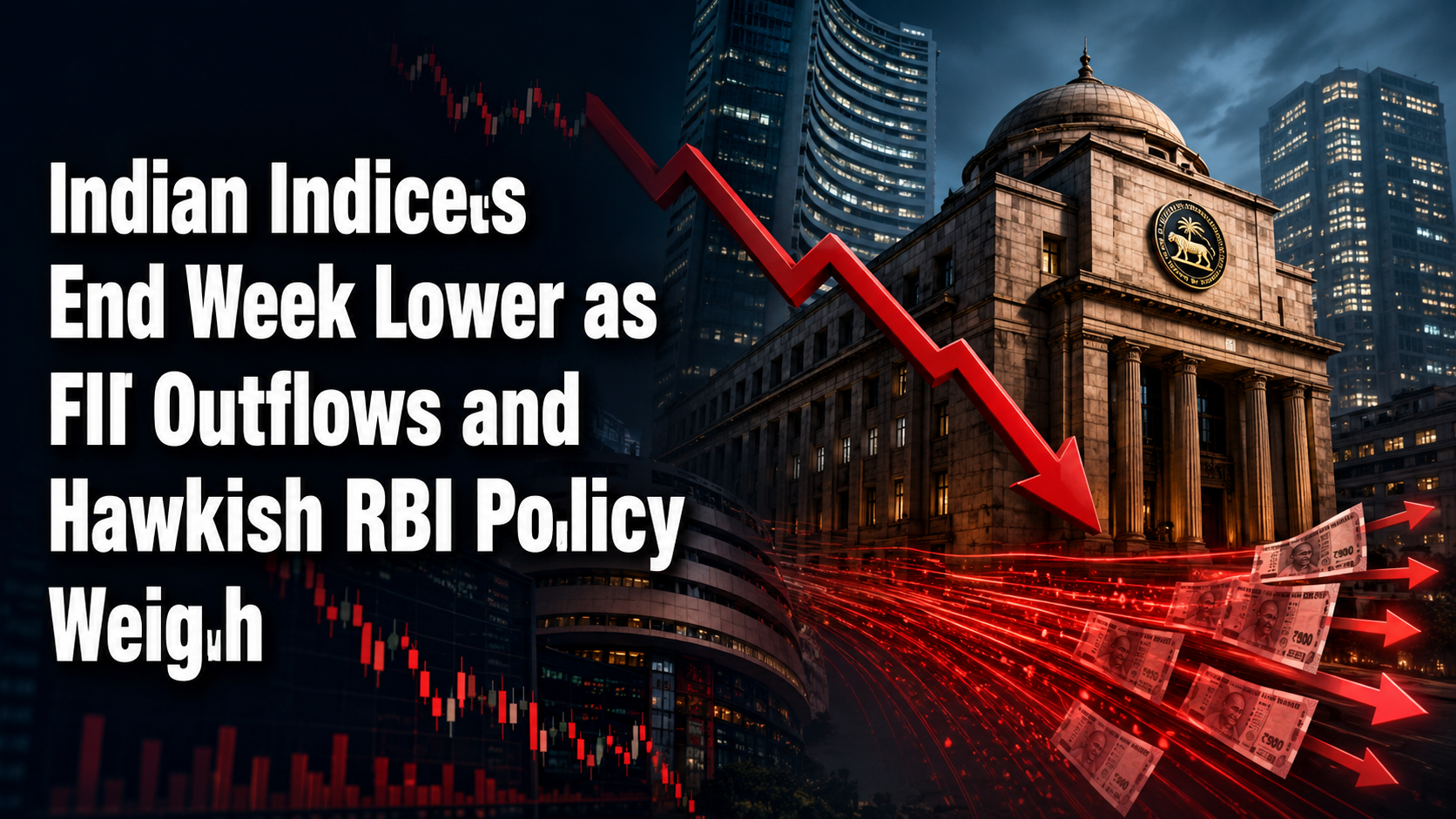 Indian In‌‌dice‌‌s End Week Lower as FI‌I Outflows and Hawki‌sh RBI Po‌‌licy Weig‌‌h 