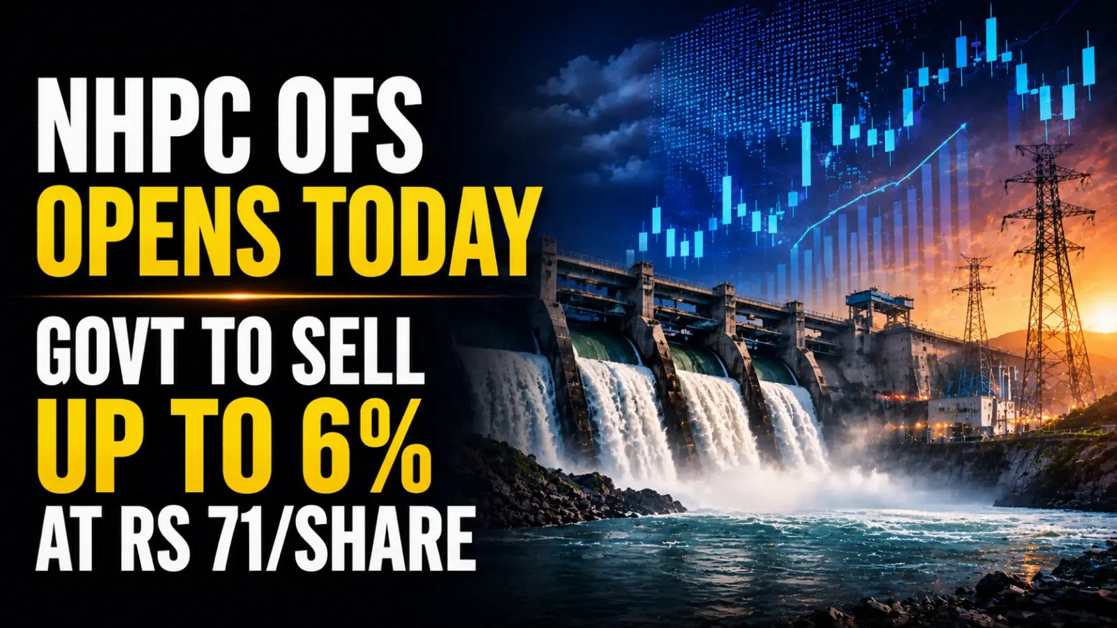 NHPC OFS Opens Today; Govt to Sell Up To 6% at Rs 71/Share 
