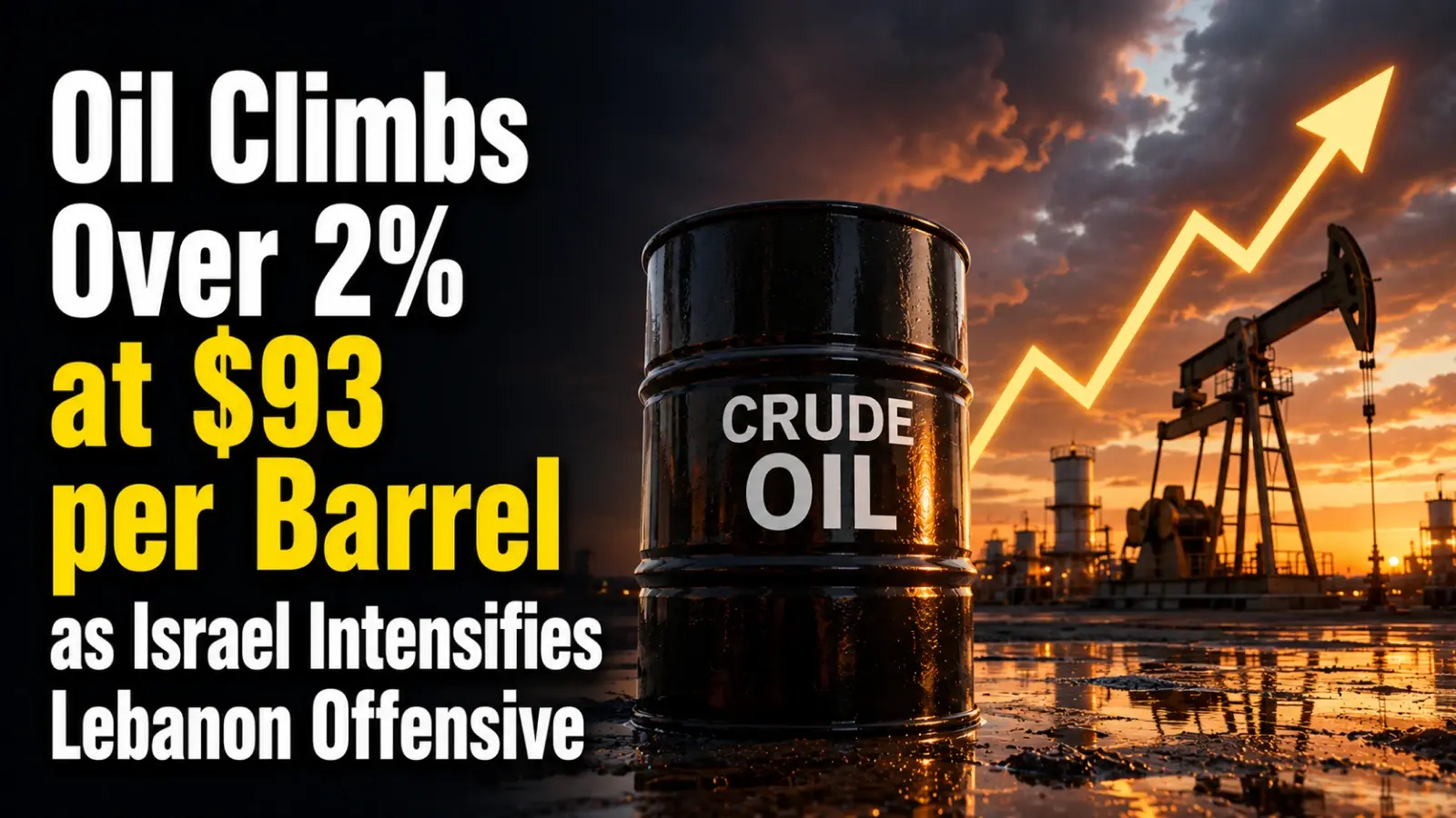 Oil Price Today, June 1, 2026:Oil Climbs Over 2% at $93 per Barrel as Israel Intensifies Lebanon Offensive 