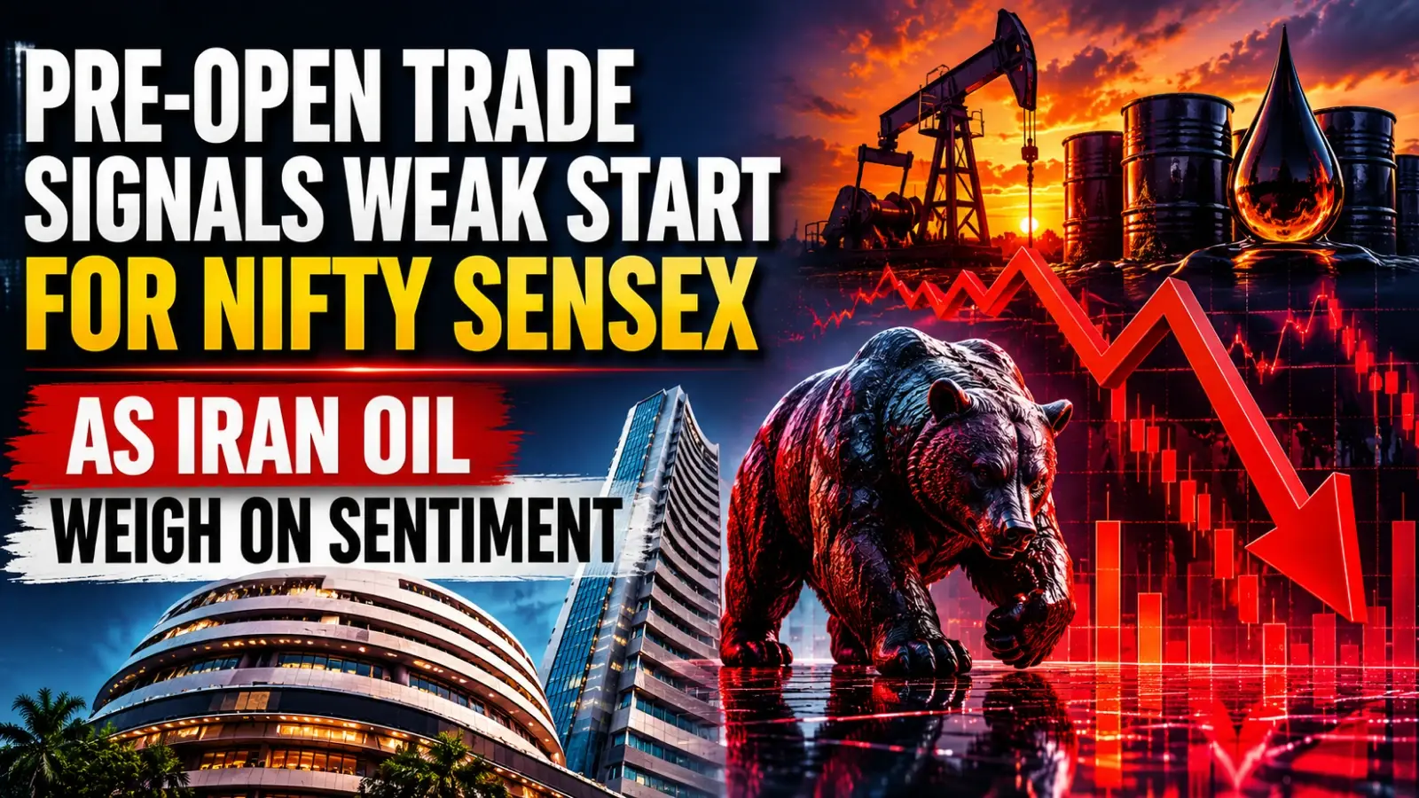 Pre-Open Trade Signals Weak Start for Nifty, Sensex as Iran, Oil Weigh on Sentiment