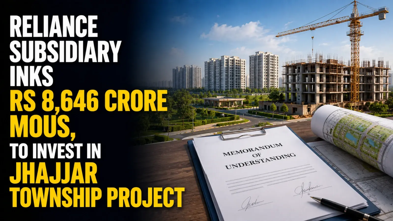 Reliance Subsidiary Inks Rs 8,646 Crore MoUs, To Invest in Jhajjar Township Project