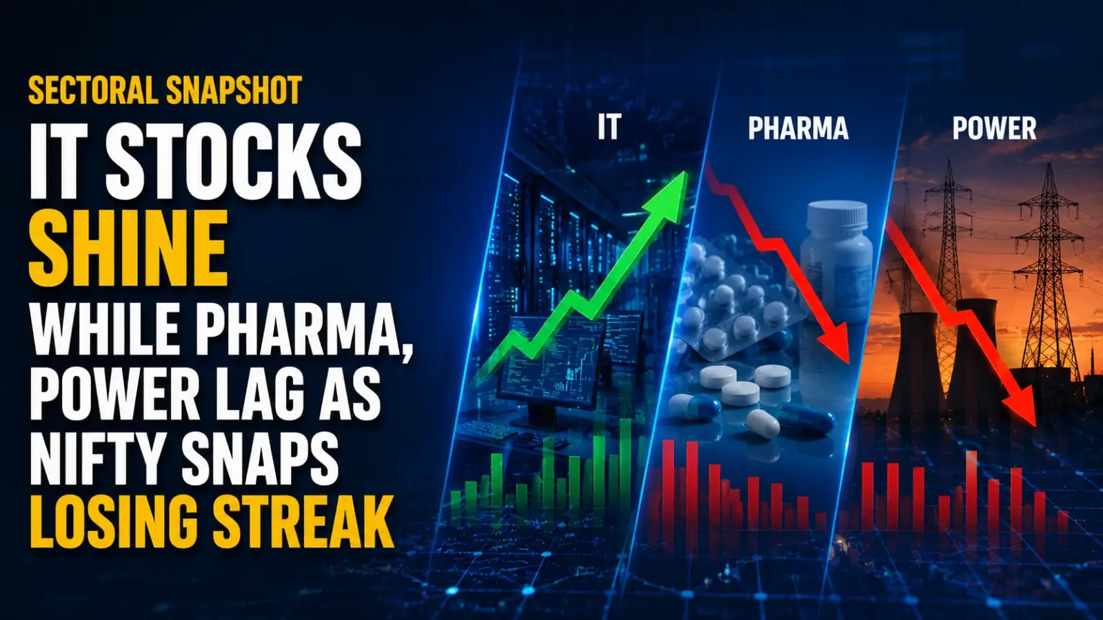 Sectoral Snapshot: IT Stocks Shine While Pharma, Power Lag as Nifty Snaps Losing Streak