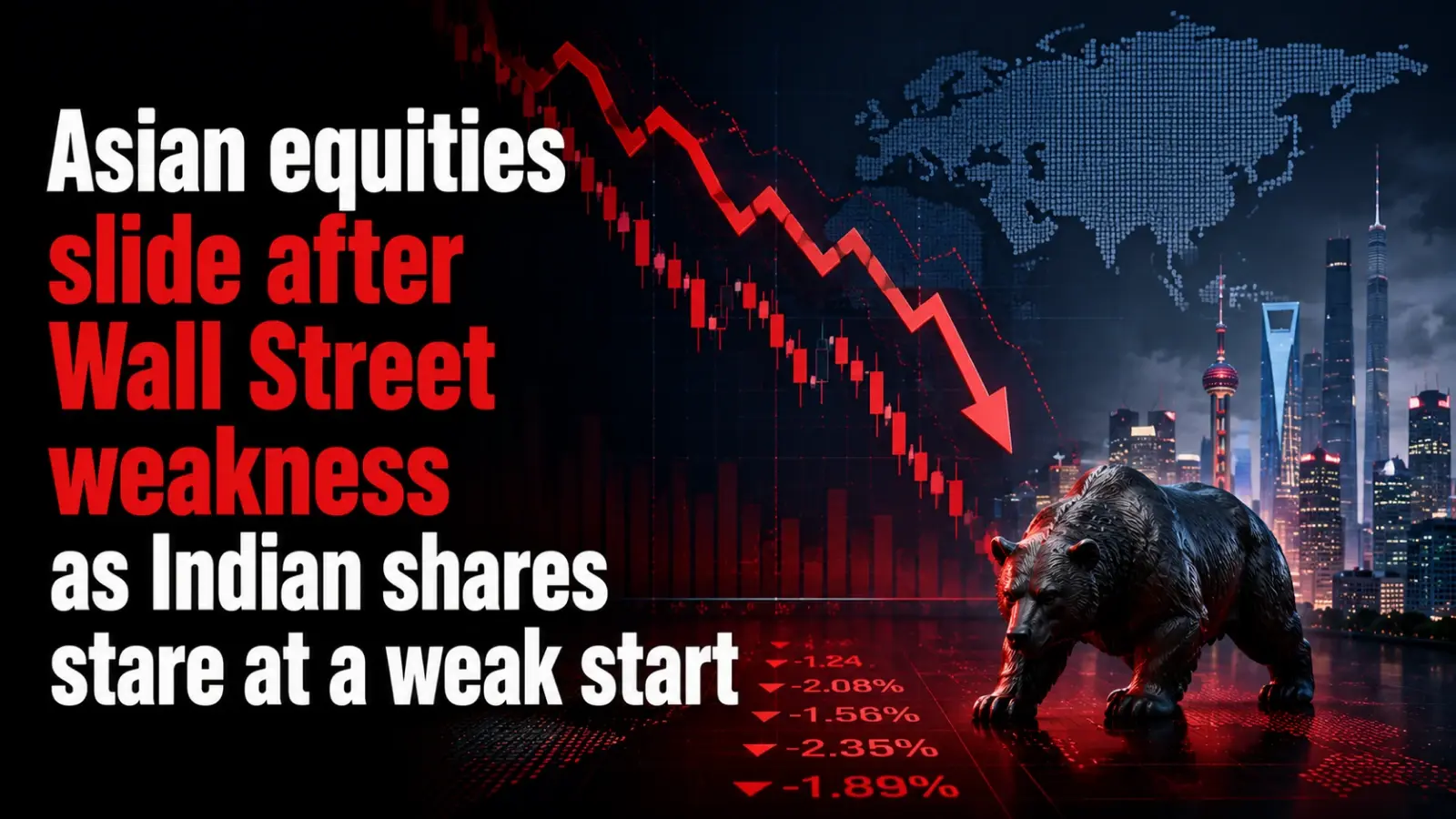 Asian Equities Slide After Wall Street Weakness as Indian Shares Stare at A Weak Start 
