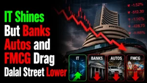 IT Shines, But Banks, Autos and FMCG Drag Dalal Street Lower