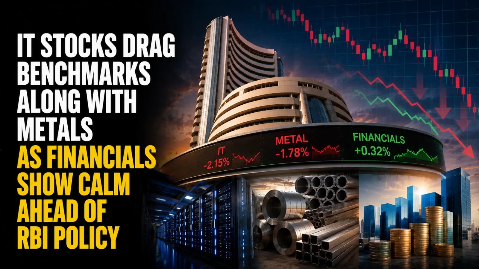 IT Stocks Drag Benchmarks Along with Metals as Financials Show Calm Ahead of RBI Policy