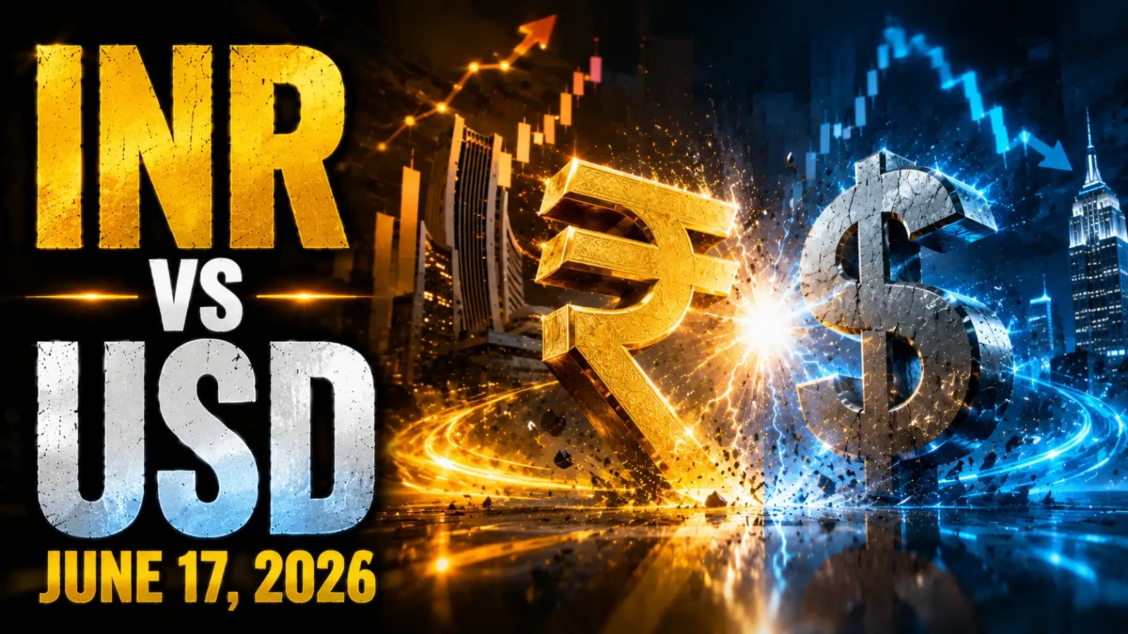 INR vs USD, June 17, 2026: Rupee Rises 10 Paise to Close at 94.50 Against US Dollar