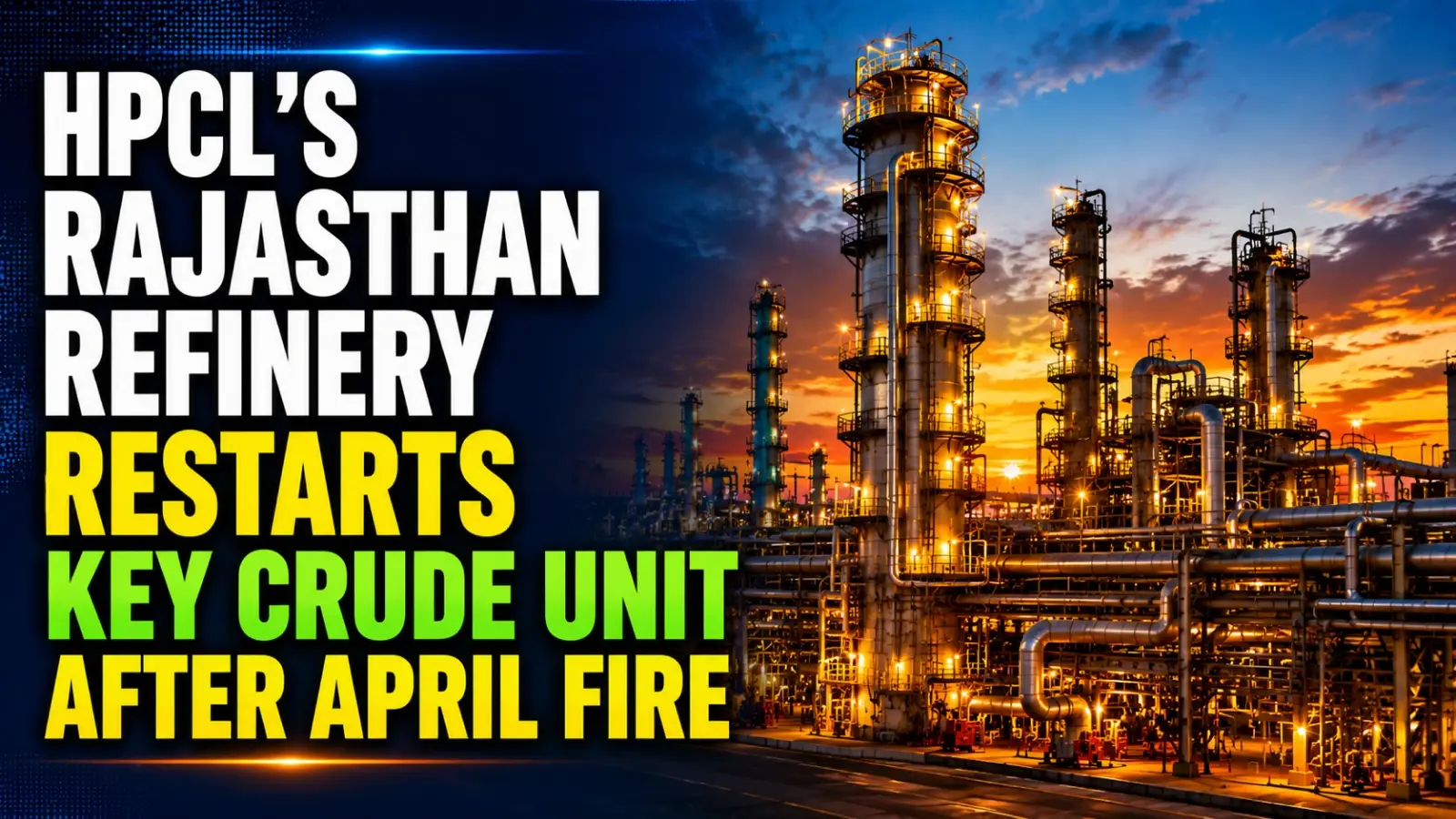 HPCL’s Rajasthan Refinery Restarts Key Crude Unit After April Fire