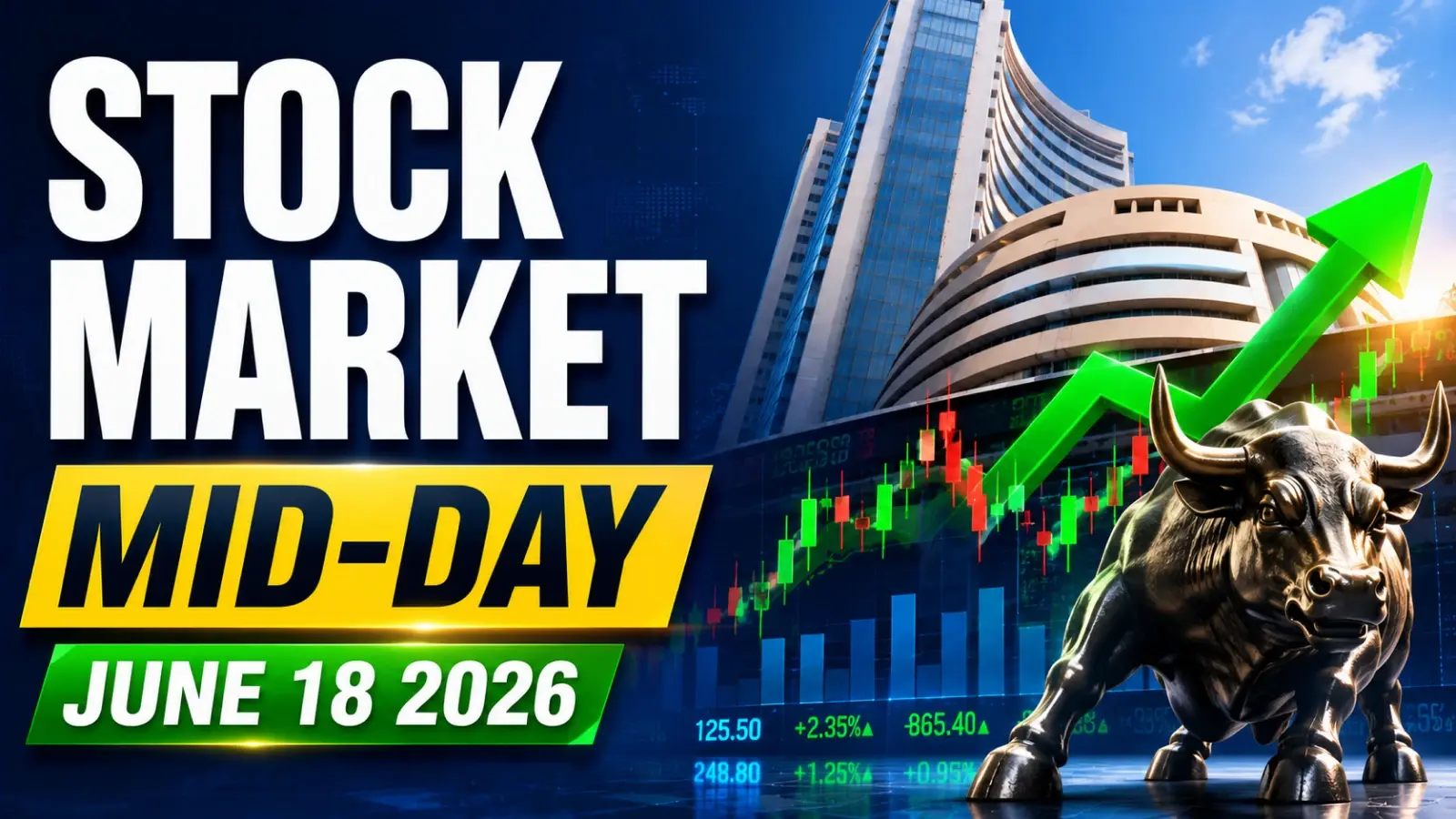 Stock Market Mid-Day, June 18, 2026: Sensex, Nifty Hold Near Flatline at Midday as US-Iran Truce Optimism Meets US Fed Hawkish Warning