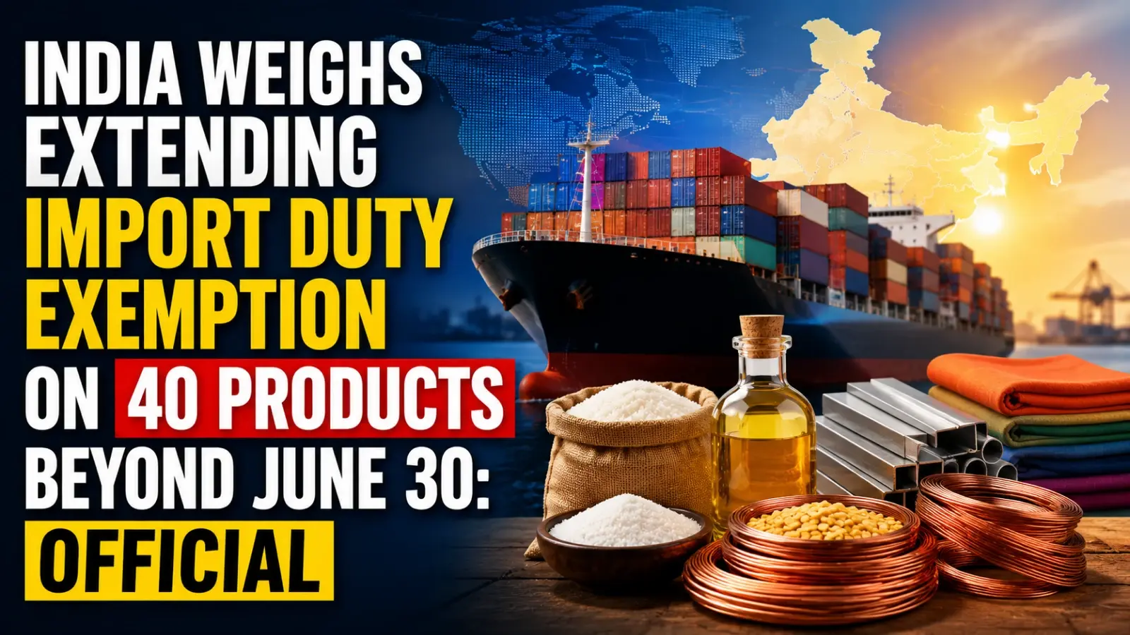 India Weighs Extending Import Duty Exemption on 40 Products Beyond June 30: Official