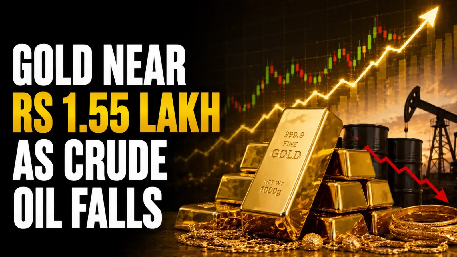 Gold Near Rs 1.55 Lakh As Crude Oil Falls, Inflation Fears Persist