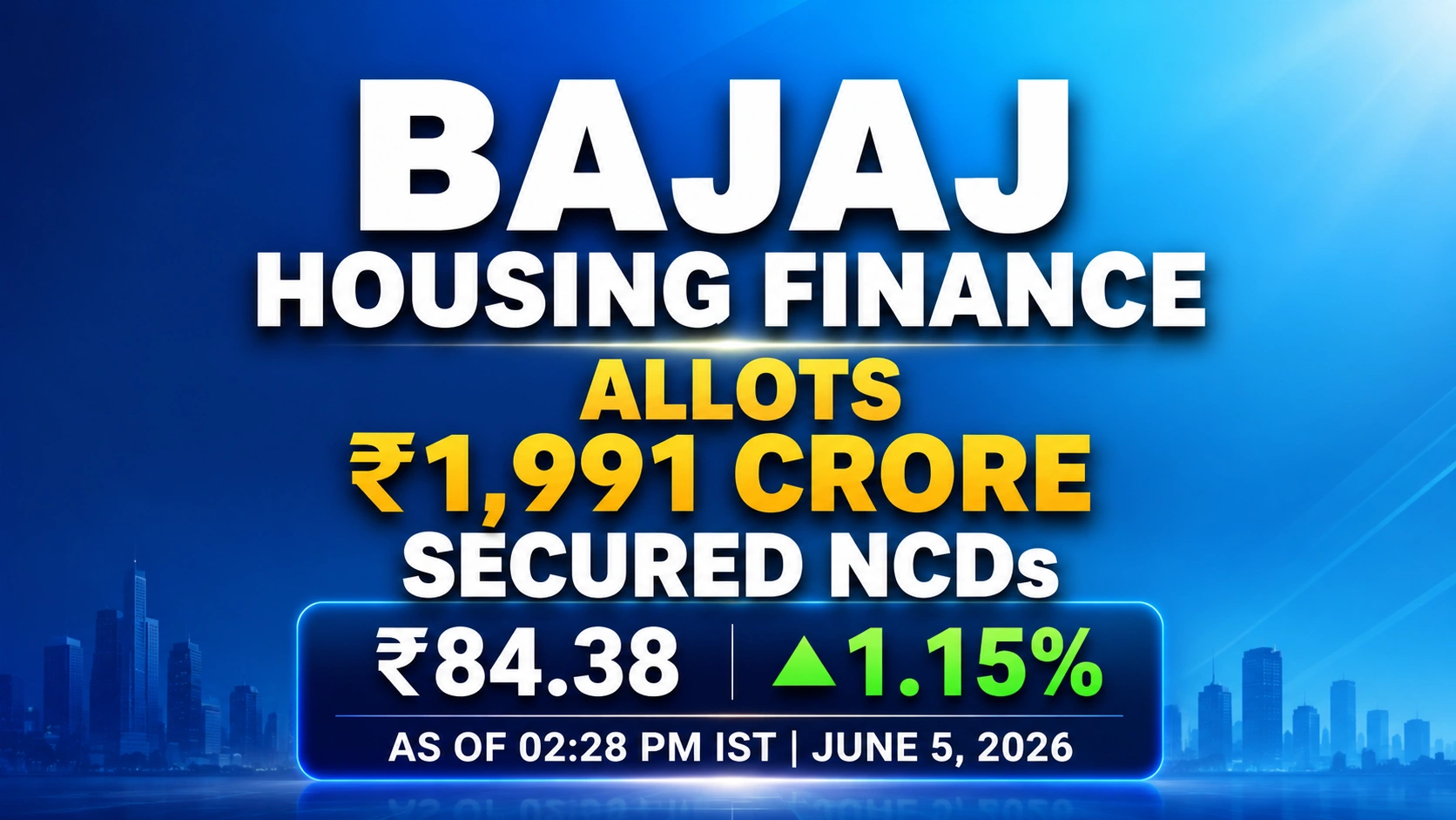Bajaj Housing Finance Raises ₹1,991 Crore Through NCD Allotment; Shares Edge Higher