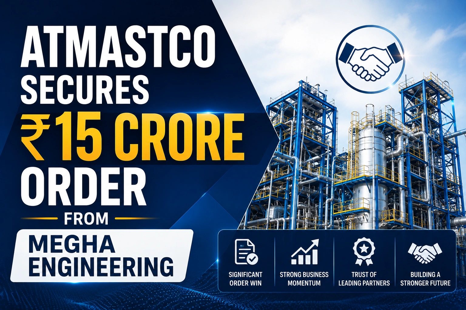Atmastco Secures ₹15 Crore Order From Megha Engineering; Shares Rise Nearly 3%
