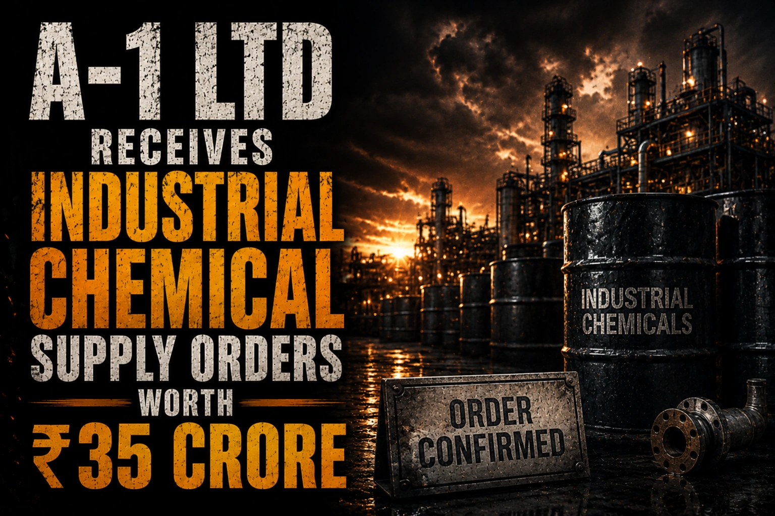 A-1 Ltd Receives Industrial Chemical Supply Orders Worth ₹35 Crore; Shares Up 5% 