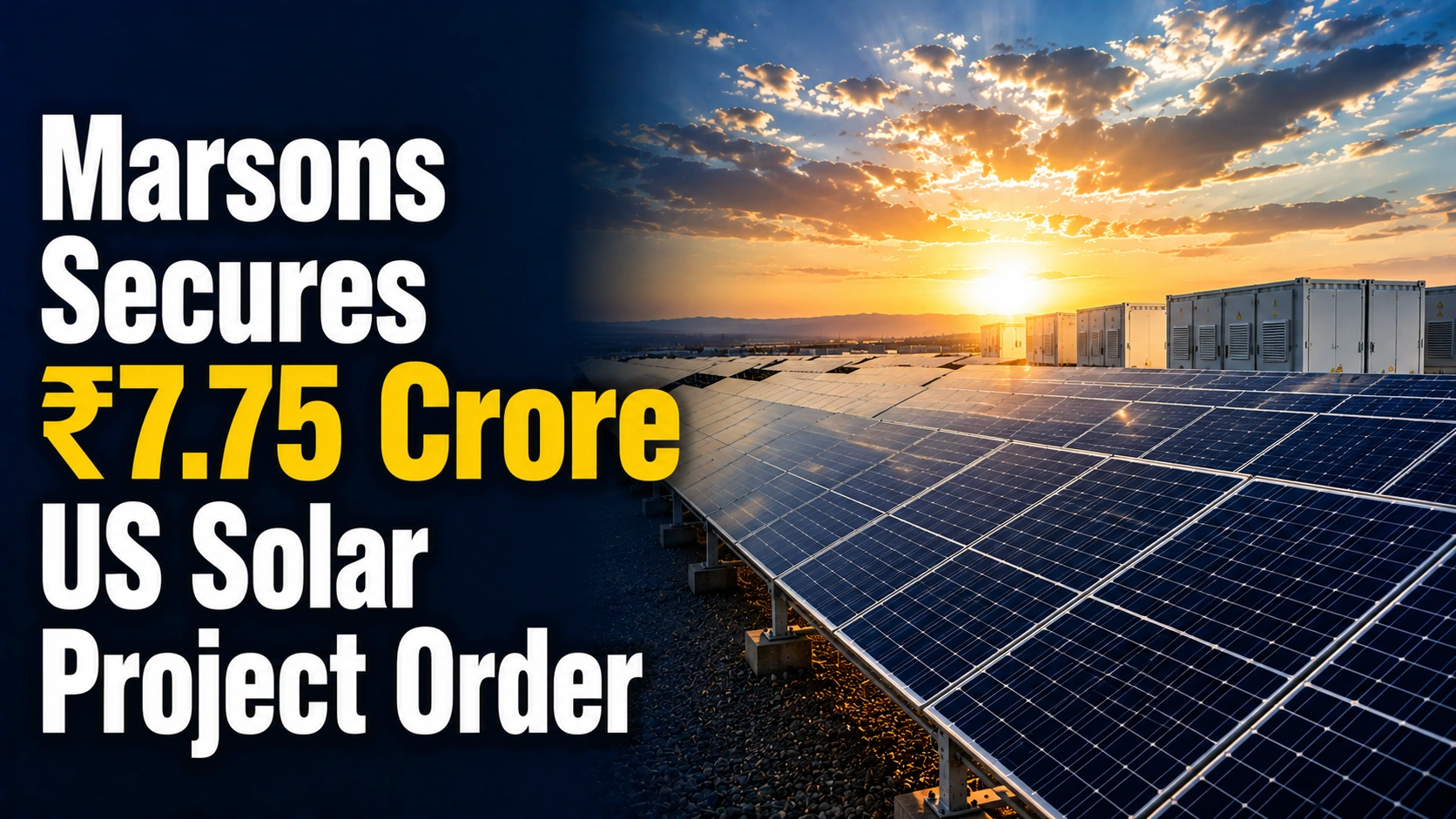 Marsons Secures ₹7.75 Crore US Solar Project Order; Shares Rise Over 2%