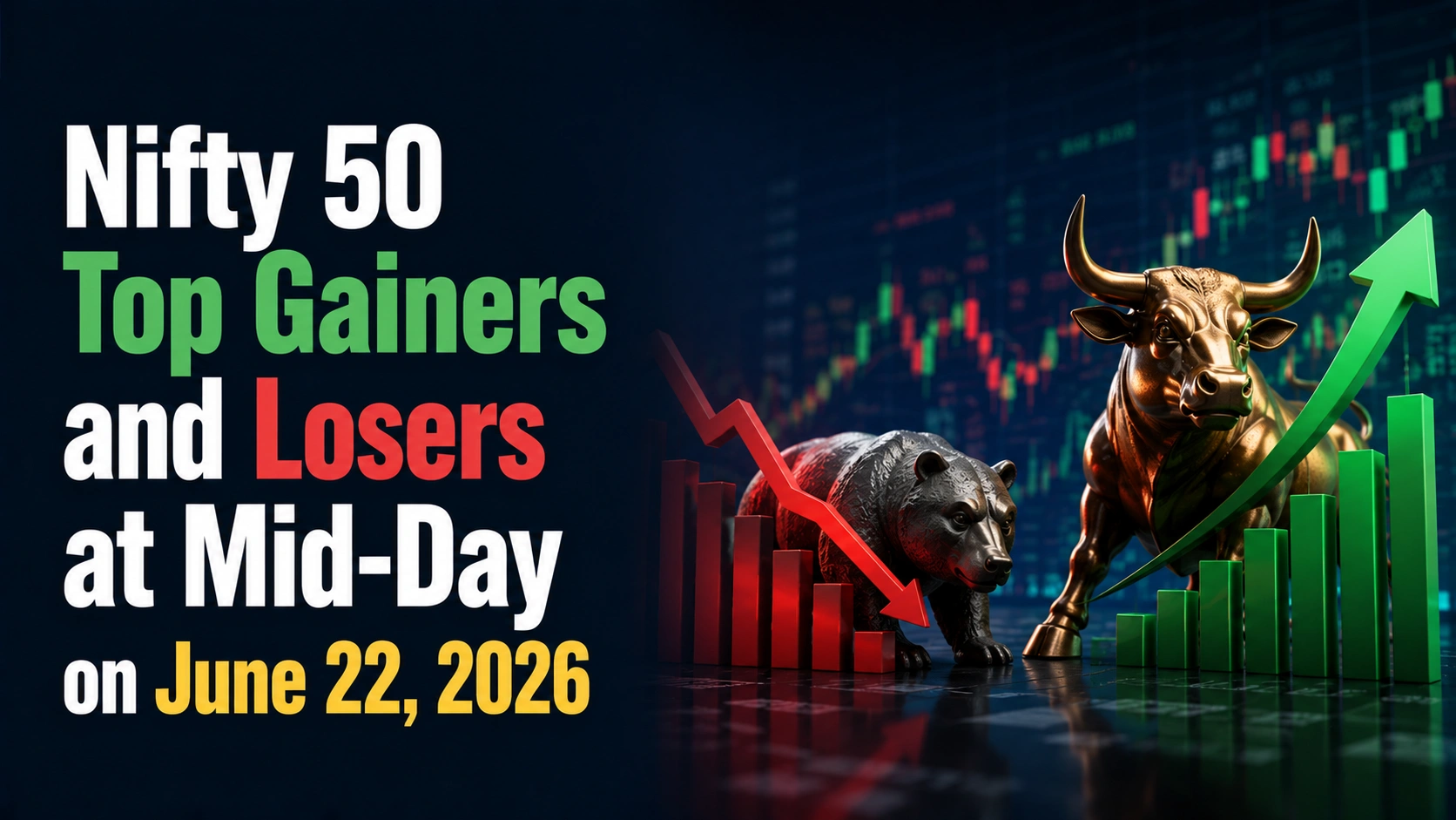 Nifty 50 Top Gainers and Losers at Mid-Day on June 22, 2026: Pharma Stocks Gain; Shriram Finance, Asian Paints, Titan Among Laggards 