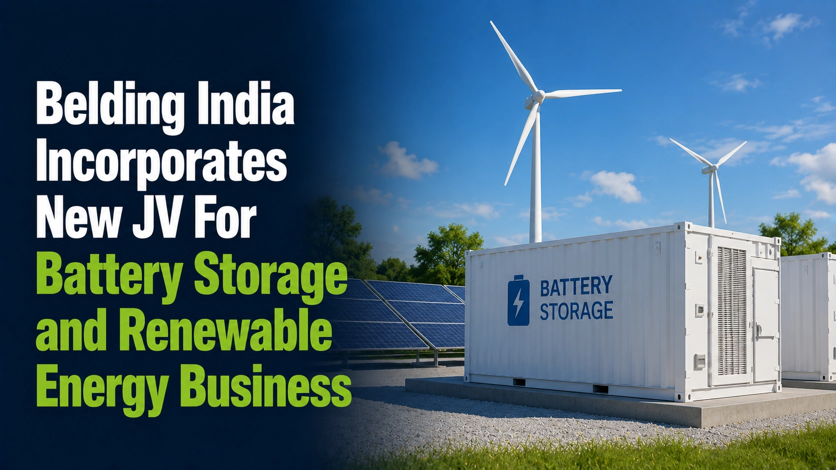 Belding India Incorporates New JV For Battery Storage and Renewable Energy Business; Shares in Focus