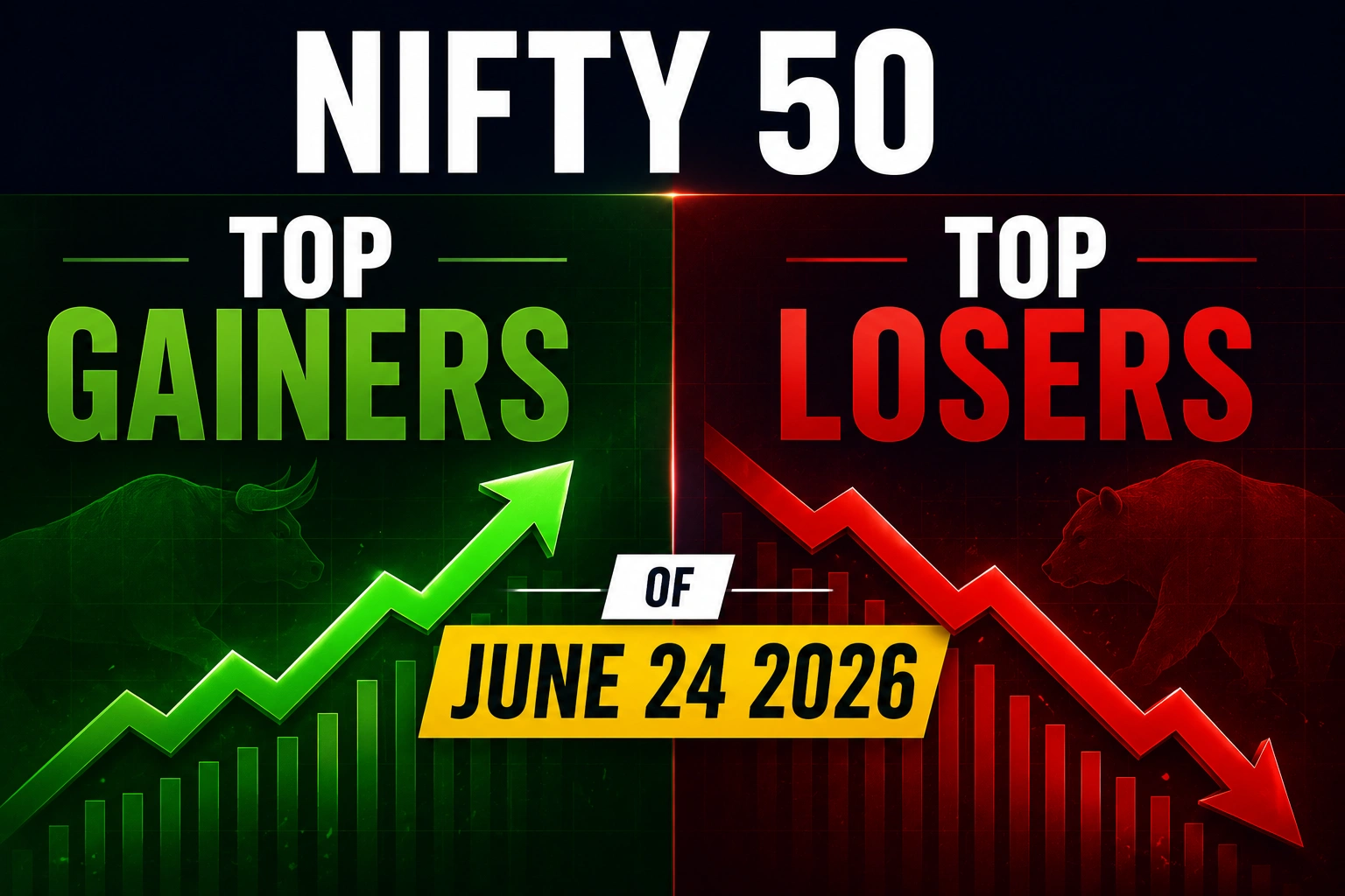 Nifty 50 Top Gainers and Losers of June 24, 2026: Trent, ICICI Bank, IndiGo Lead; Bajaj Auto, SBI Life, NTPC Among Laggards