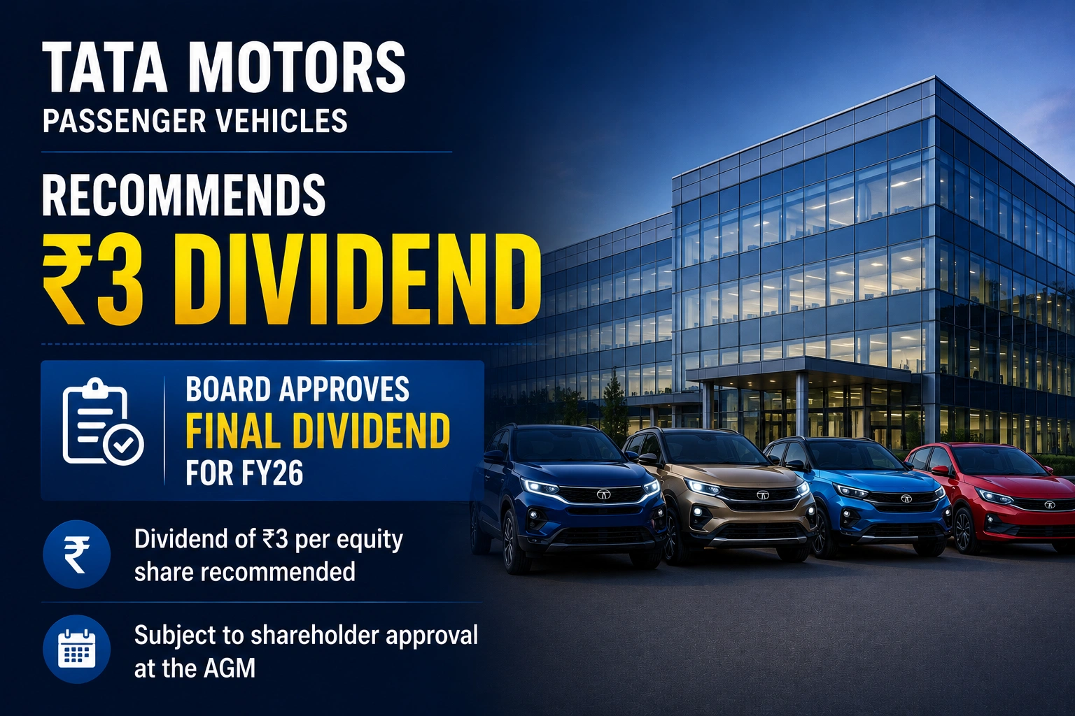 Tata Motors Passenger Vehicles Recommends ₹3 Dividend; Board Approves Final Dividend for FY26