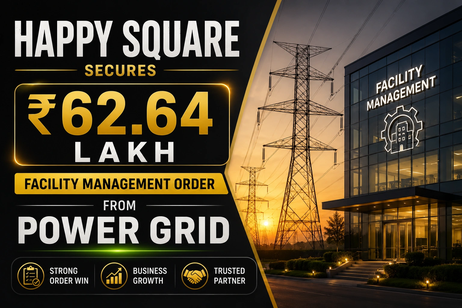 Happy Square Secures ₹62.64 Lakh Facility Management Order from Power Grid; Shares Climb 4.95%