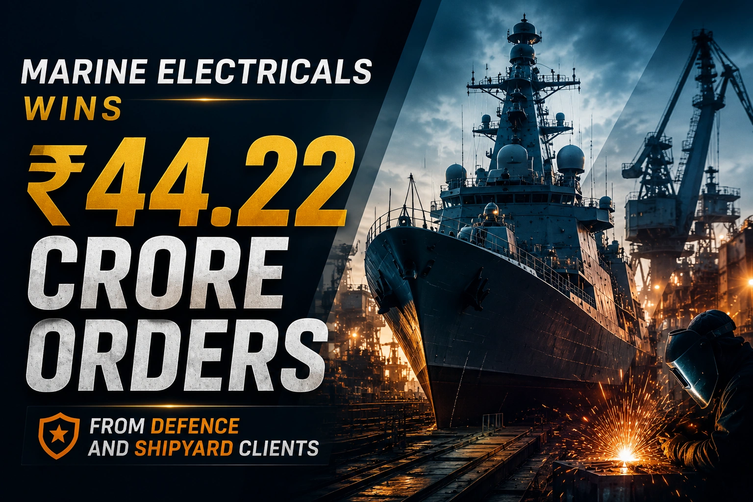 Marine Electricals Wins ₹44.22 Crore Orders from Defence and Shipyard Clients; Shares Ease