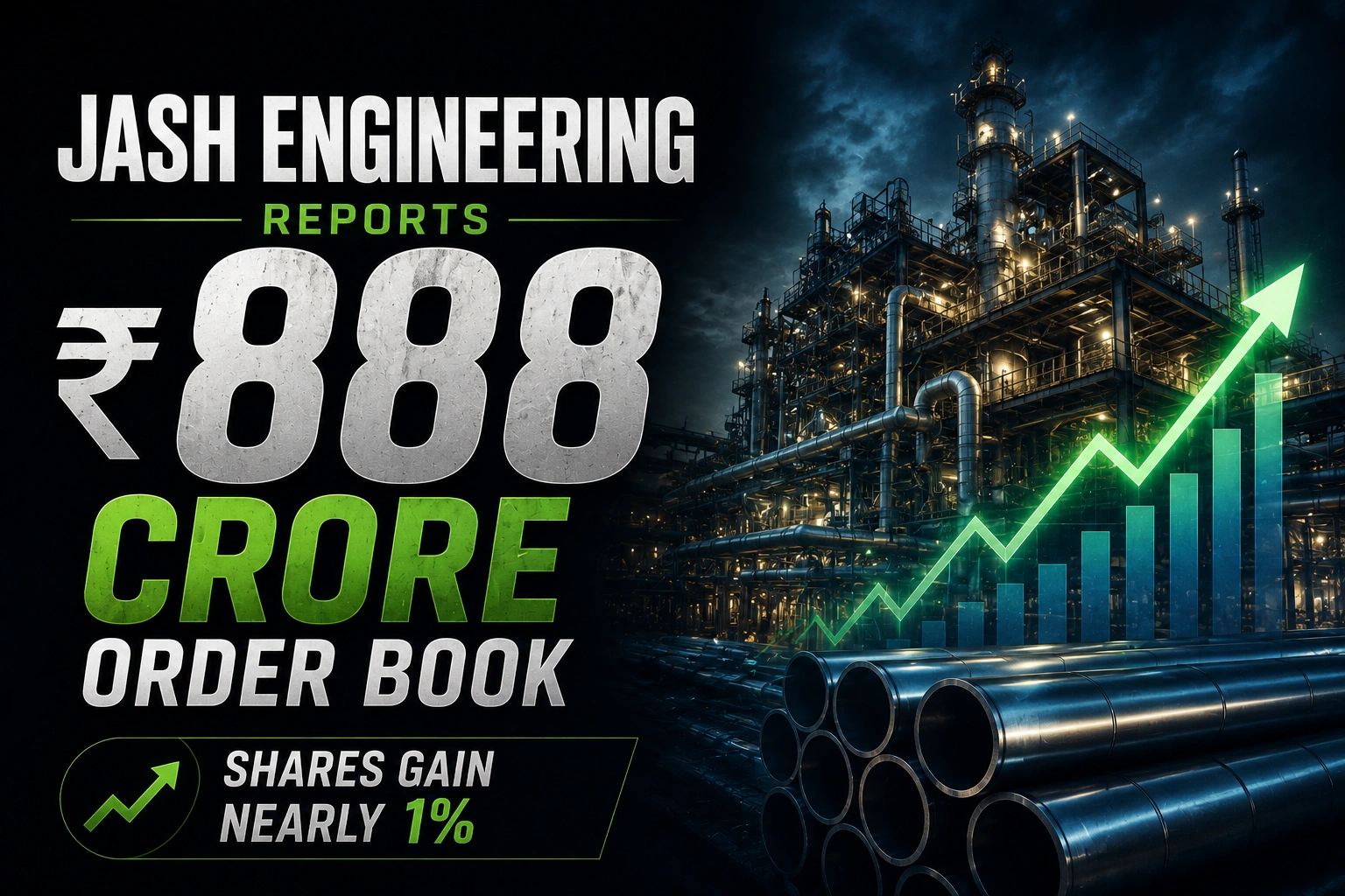 Jash Engineering Reports ₹888 Crore Order Book; Shares Gain Nearly 1%