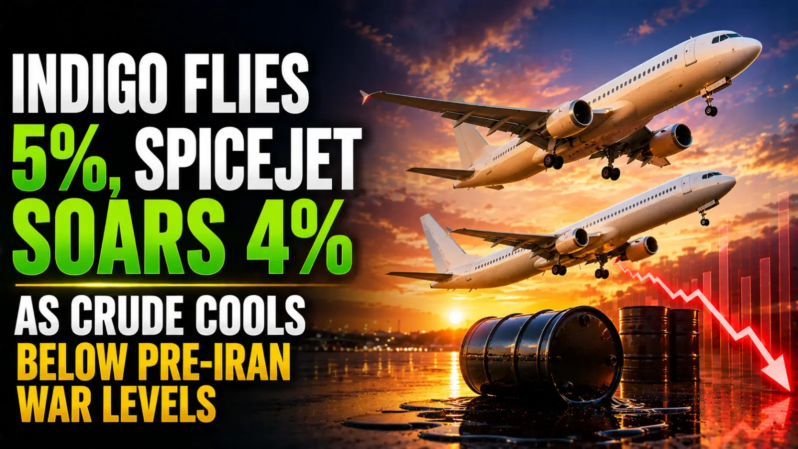 IndiGo Shares Up 5%, SpiceJet 4% as Crude Cools Below Pre-Iran War Levels, Inspiring Airlines