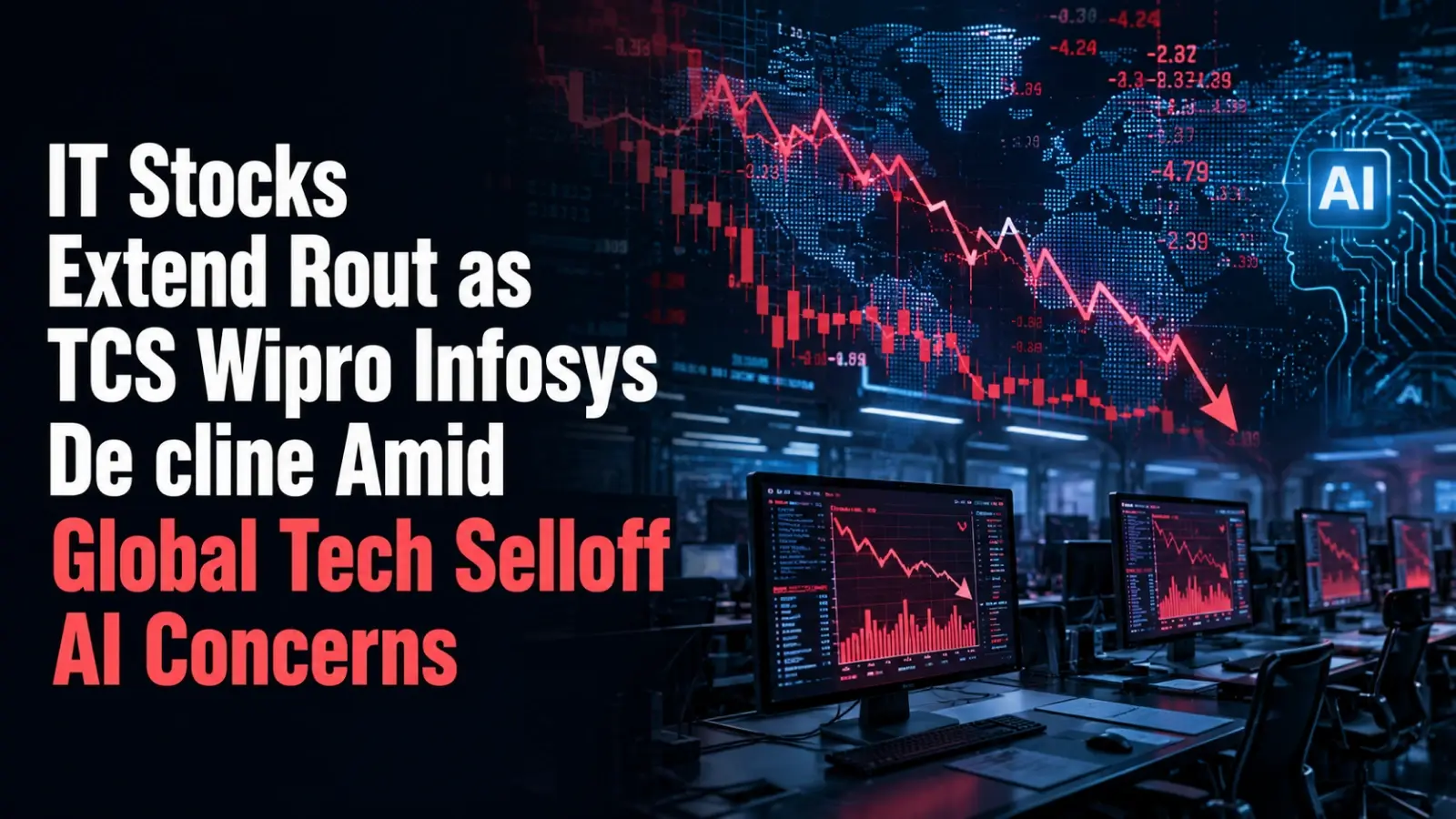 IT Stocks Extend Rout as TCS, Wipro, Infosys Decline Amid Global Tech Selloff, AI Concerns