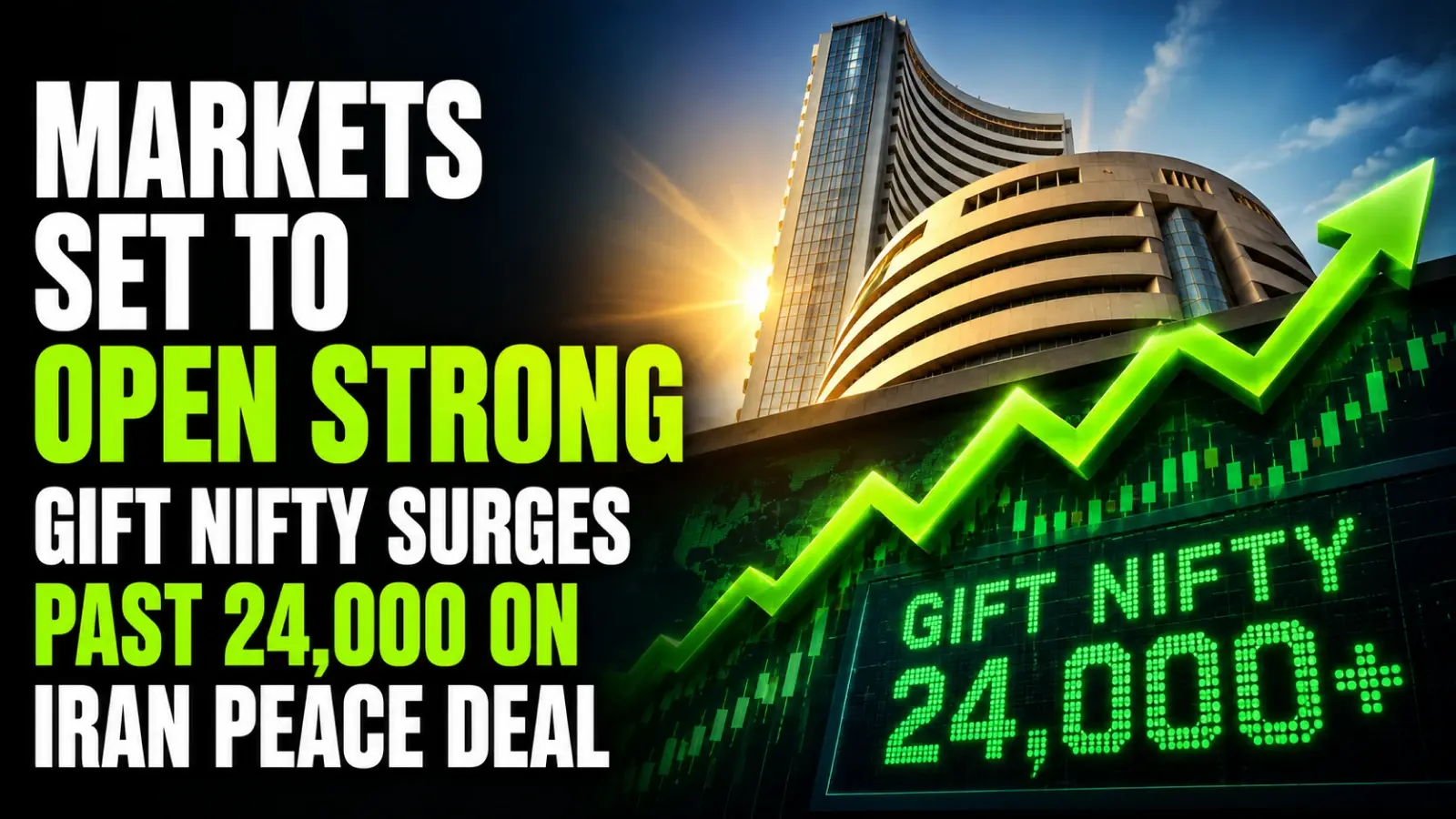 Markets Set to Open Strong on Monday; Gift Nifty Surges Past 24,000 on Iran Peace Deal