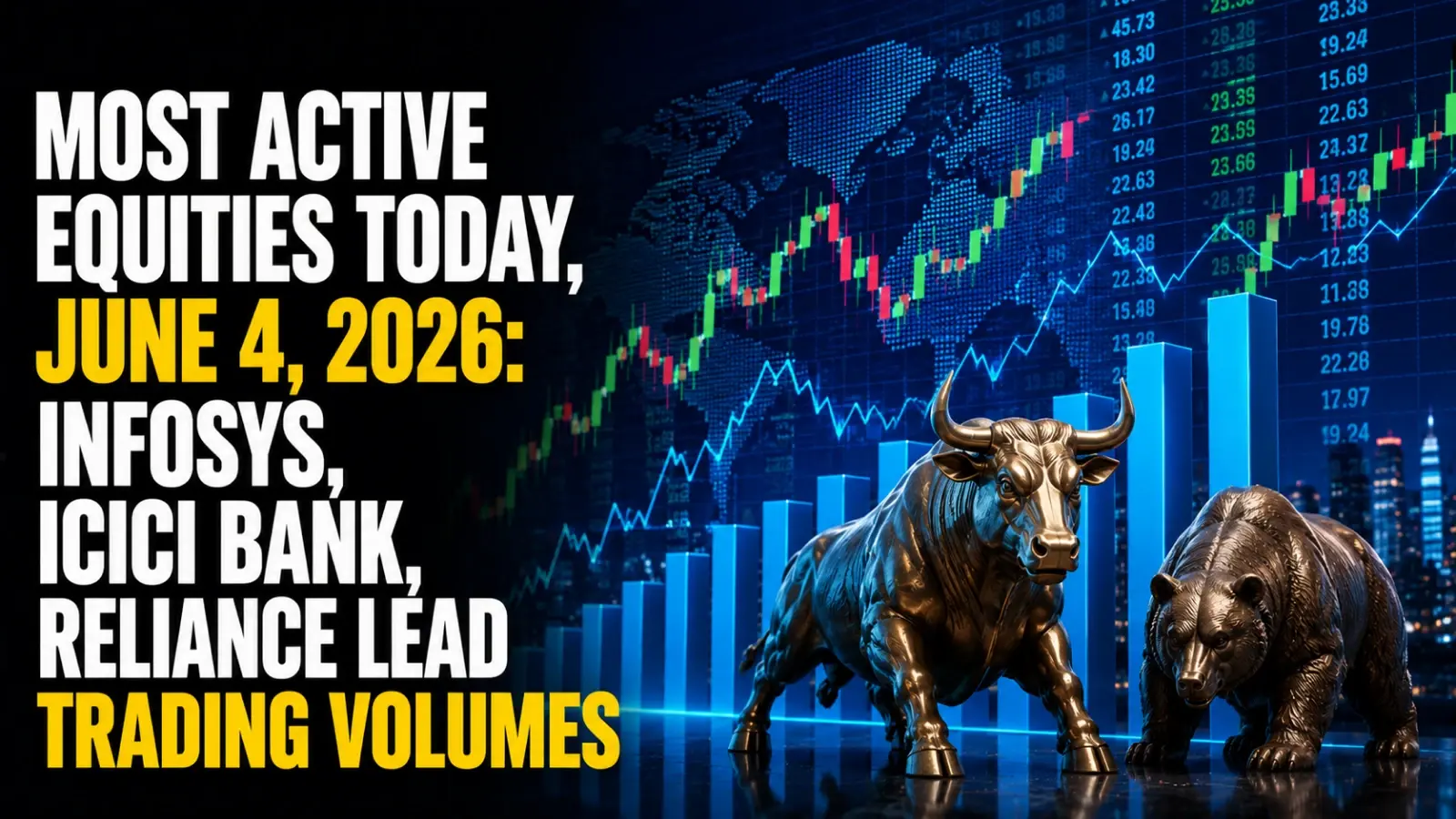 Most Active Equities Today, June 4, 2026: Infosys, ICICI Bank, Reliance Lead Trading Volumes 