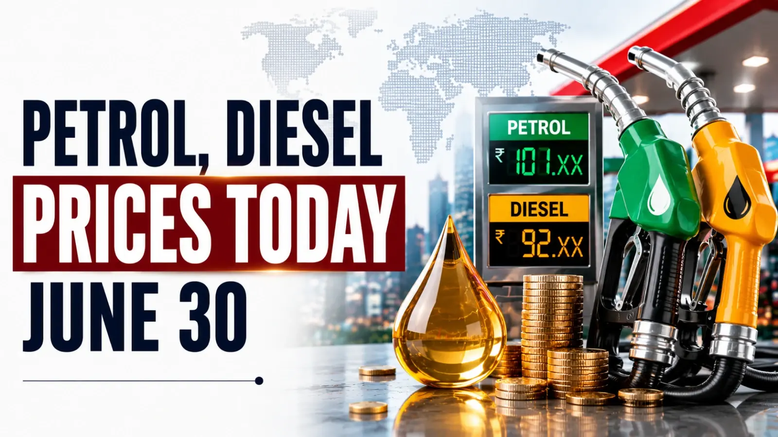 Petrol, Diesel Prices Today June 30, 2026: Prices Decline in Bengaluru, Up in Hyderabad; Check Fuel Rates in Your City