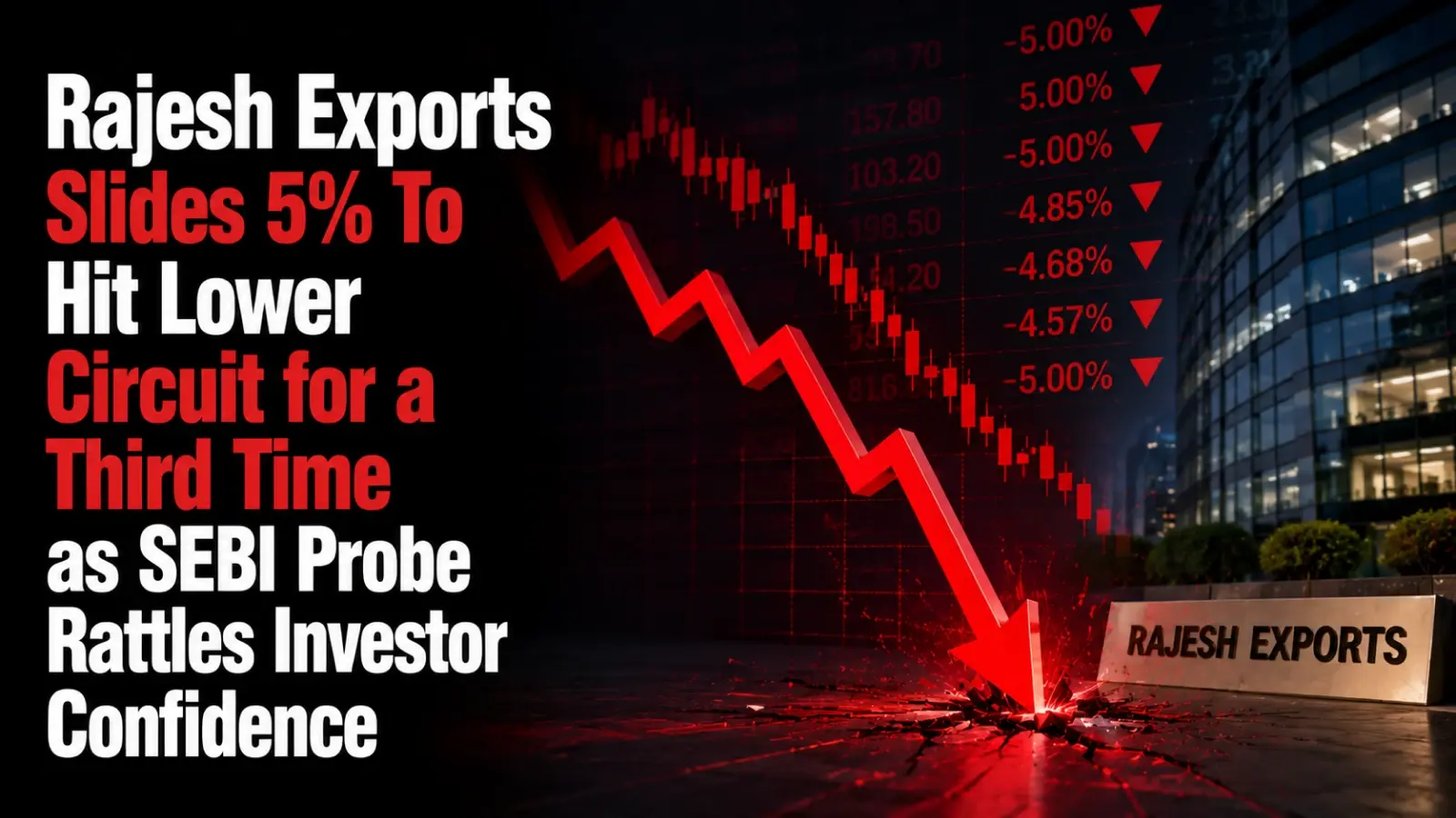 Rajesh Exports Slides 5% To Hit Lower Circuit for a Third Time as SEBI Probe Rattles Investor Confidence