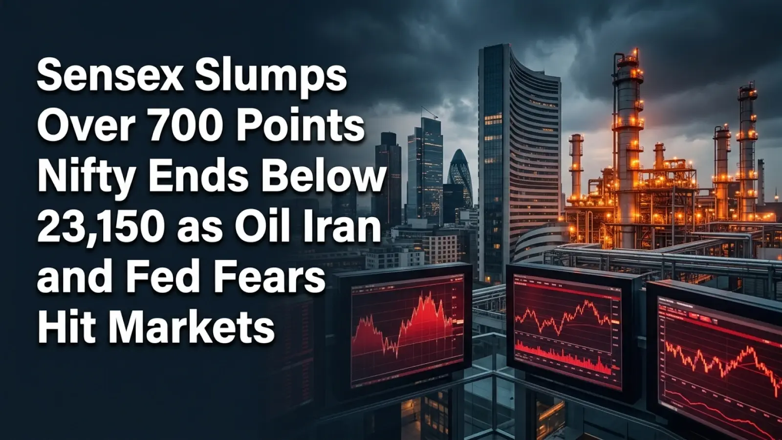 Sensex Slumps Over 700 Points, Nifty Ends Below 23,150 as Oil, Iran and Fed Fears Hit Markets