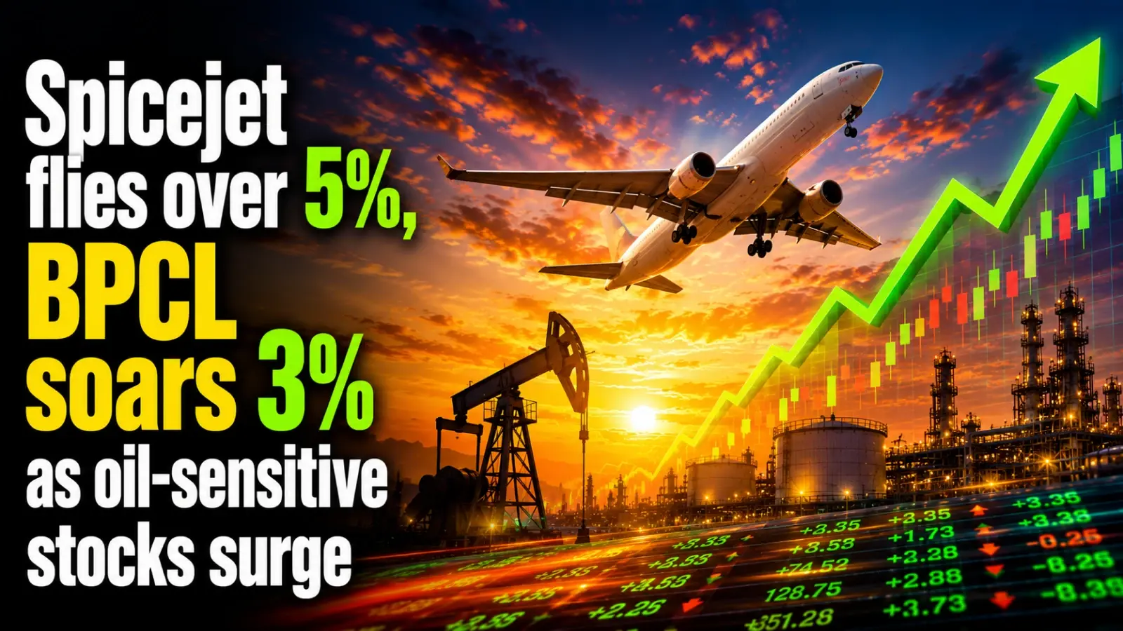 SpiceJet Shares Up Over 5%, BPCL Soars 3% As Oil-sensitive Stocks Surge After Crude Oil Prices Decline Below $90