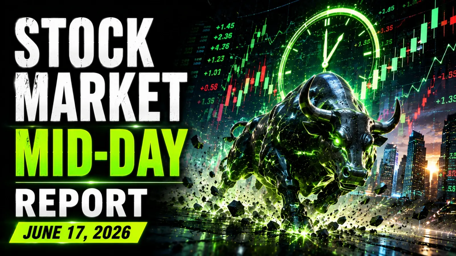 Stock Market Mid-day Report, June 17, 2026: Markets Trade Cautiously; Sensex Rises 190 points and Nifty Adds 46 points in Afternoon Trade