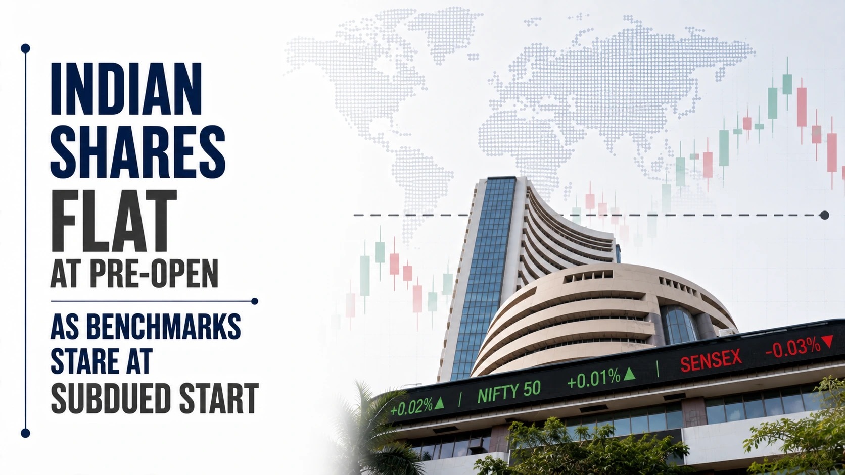 Indian Shares Flat At Pre-Open As Benchmarks Stare At Subdued Start