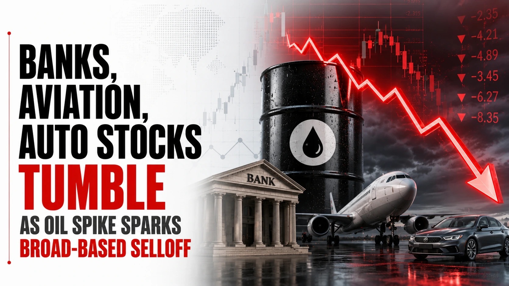 Sectoral Watch: Banks, aviation, auto stocks tumble as oil spike sparks broad-based selloff