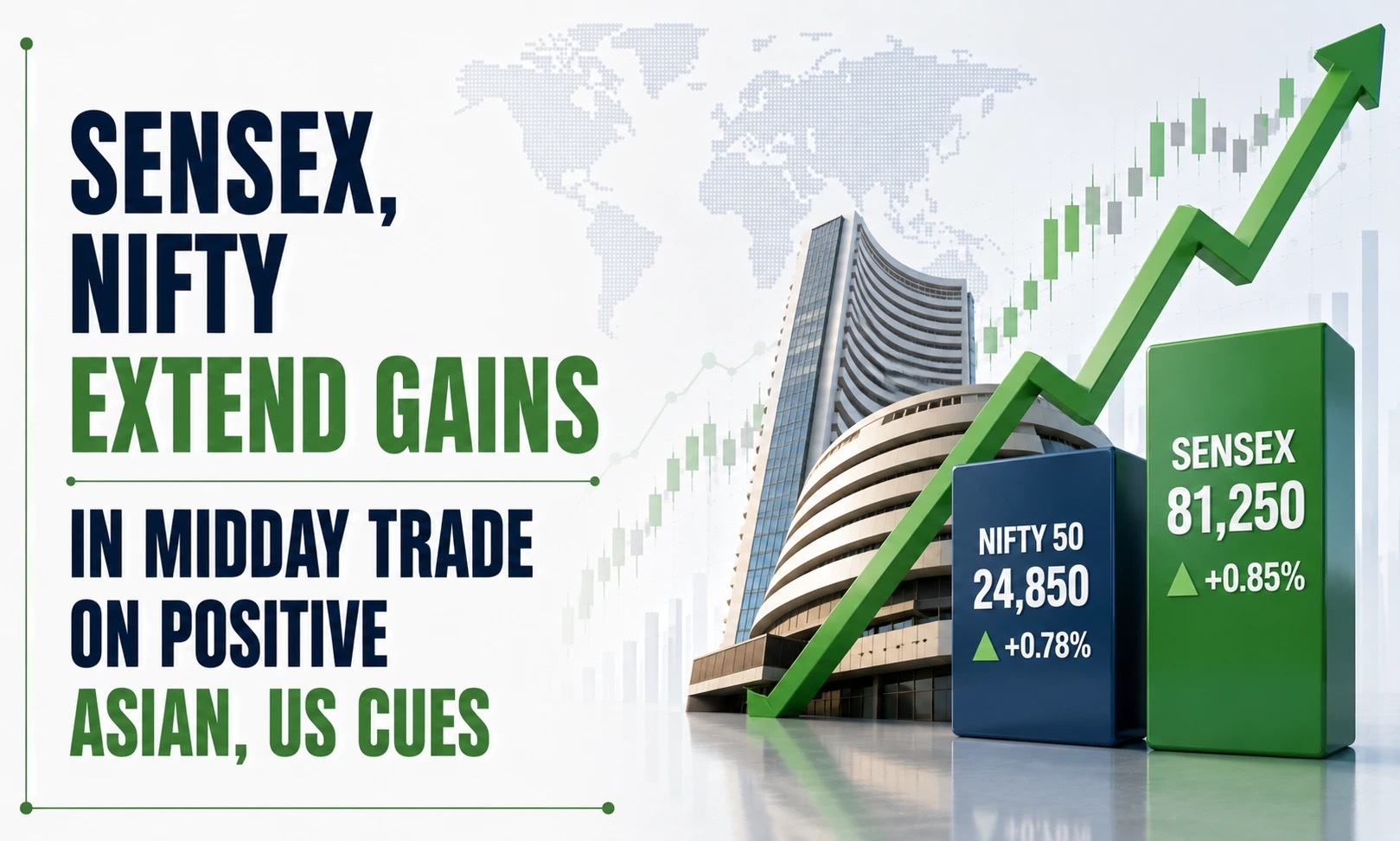 Stock Market Mid-Day report, July 10, 2026: Sensex, Nifty Extend Gains, Trade on Positive Asian, US Cues