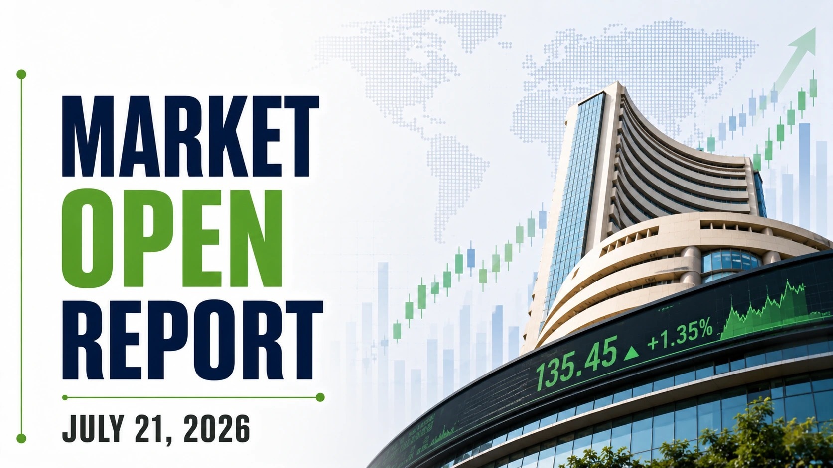 Market Open Report, July 21, 2026: Sensex, Nifty Open Marginally Lower on Tuesday; Iran War Escalates as Houthis Threaten Naval Blockade on Saudi Arabia