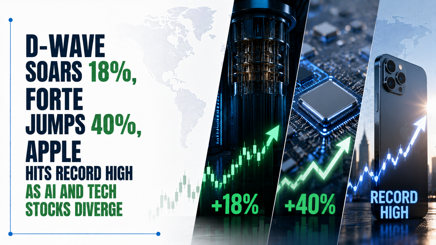 D-Wave Soars 18%, Forte Jumps 40%, Apple Hits Record High as AI and Tech Stocks Diverge