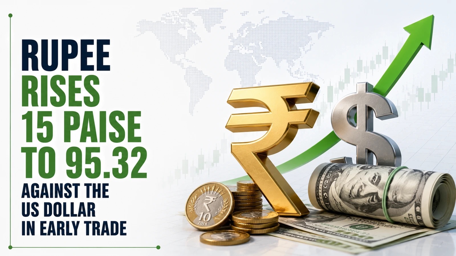 INR vs USD Rate, July 10, 2026: Rupee Rises 15 Paise to 95.32 Against the US Dollar in Early Trade