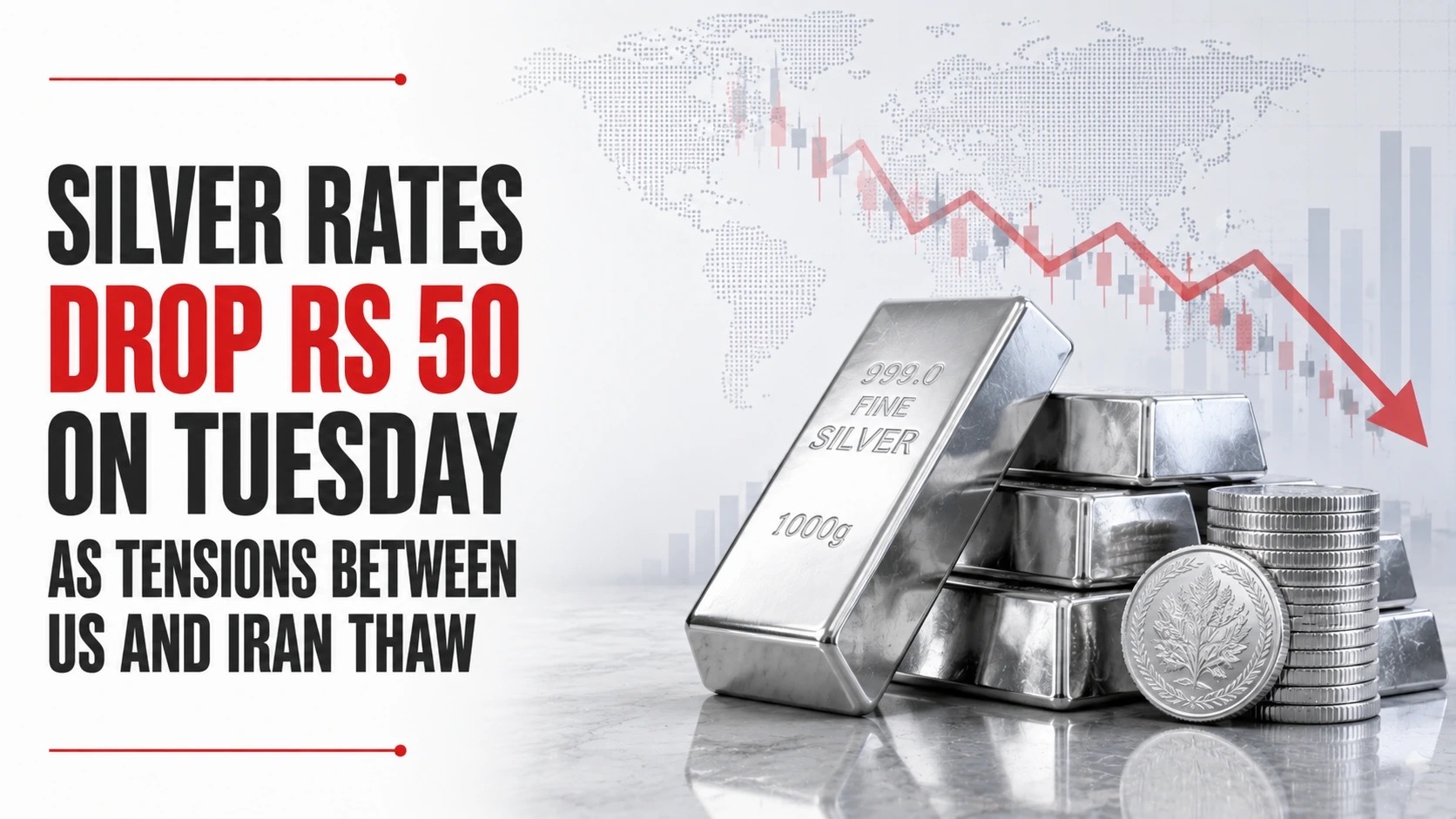 Silver Rates Drop Rs 50 on Tuesday as Tensions Between US and Iran Thaw