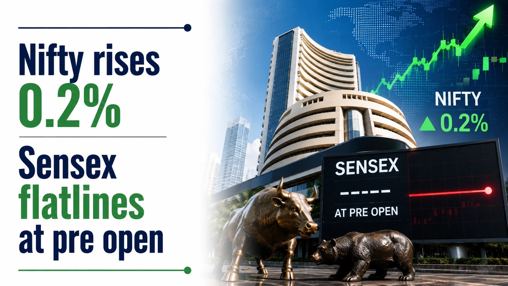 Nifty Rises 0.2%, Sensex Flatlines at Pre-open as Shares Stare at Mixed Start Amid Middle East Uncertainty