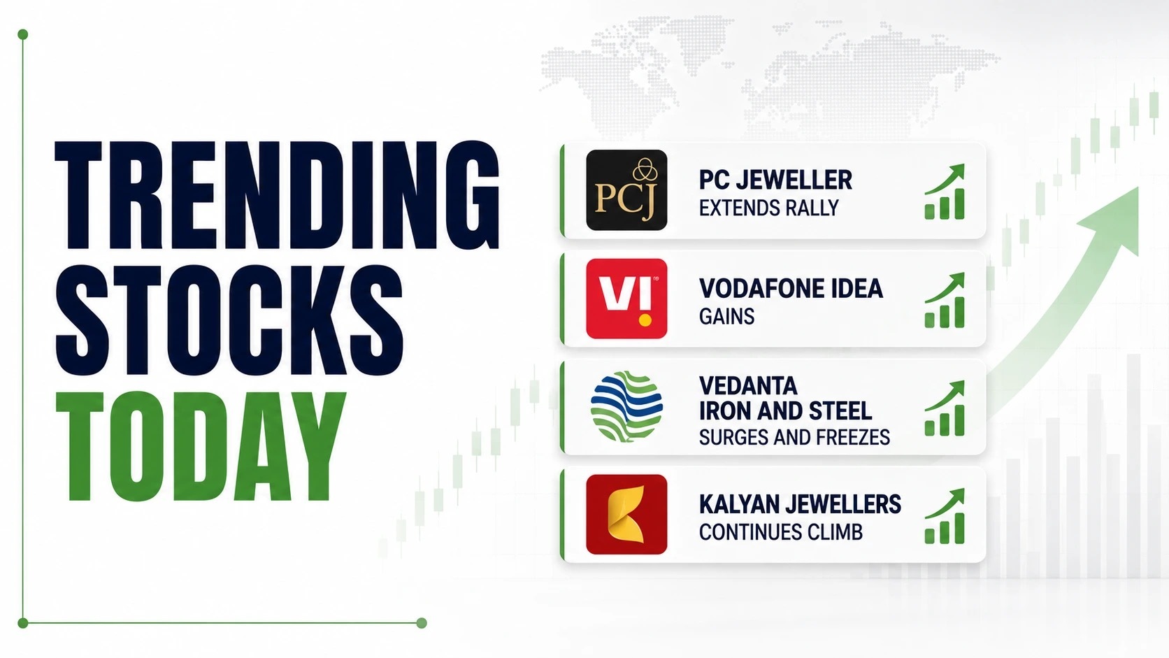 Trending Stocks Today, July 10, 2026: PC Jeweller Extends Rally, Vodafone Idea Gains, Vedanta Iron and Steel Surges And Freezes, Kalyan Jewellers Continues Climb